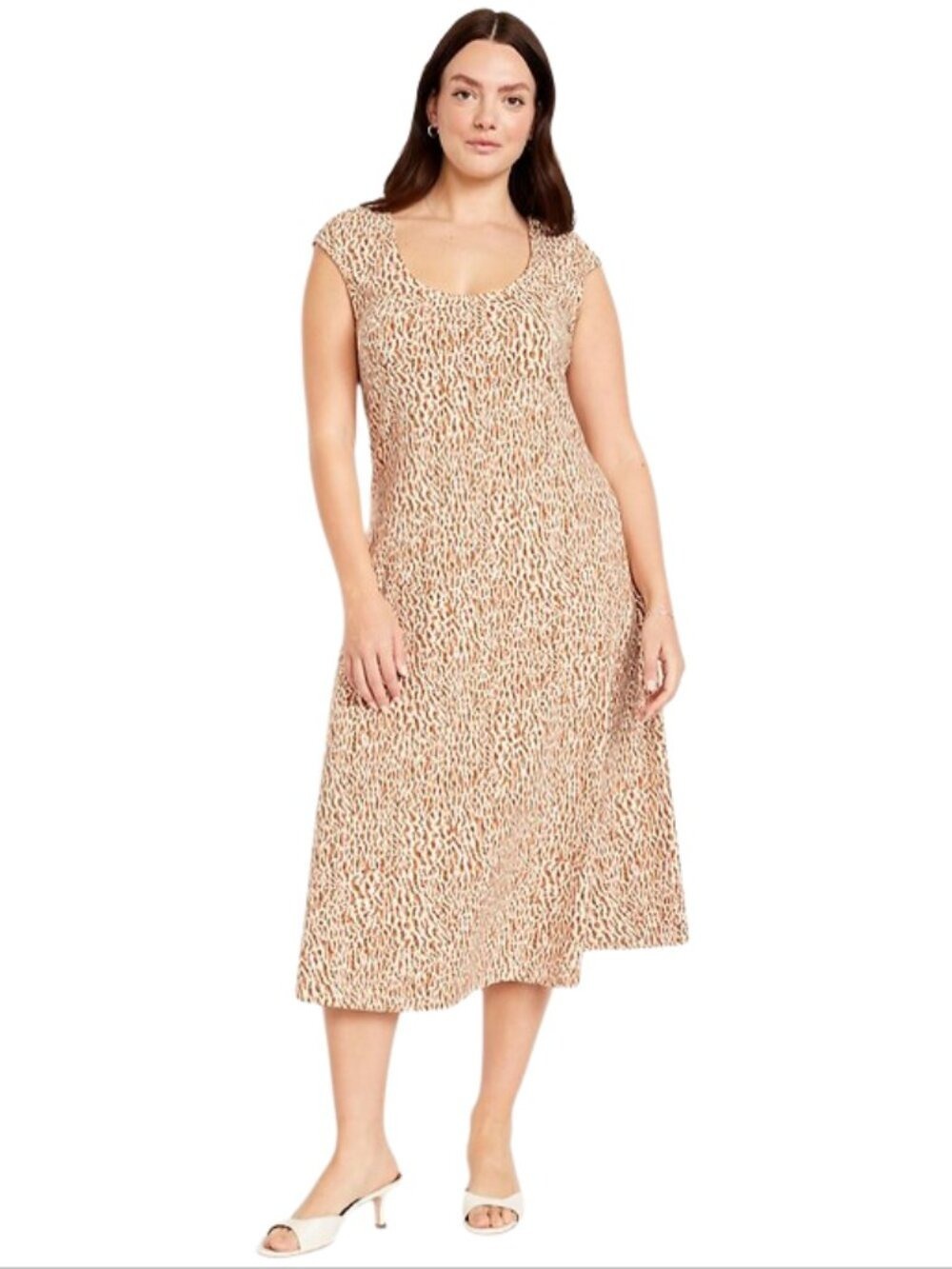 Old Navy NWT Animal Print Fit & Flare Short Sleeve Midi Dress Size L